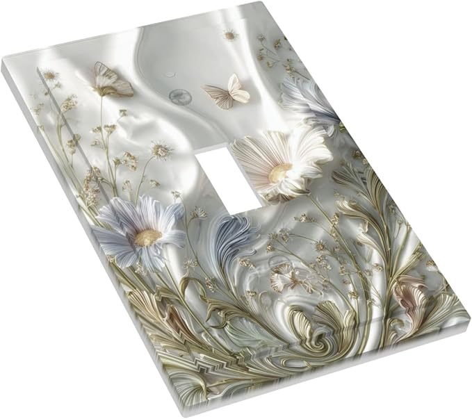 Bvtewkhz Boho Floral Wild Flower 1 Gang Single Toggle Decorative Light Switch Covers Electrical Faceplate Switch Plates for Bathroom Kitchen Home
