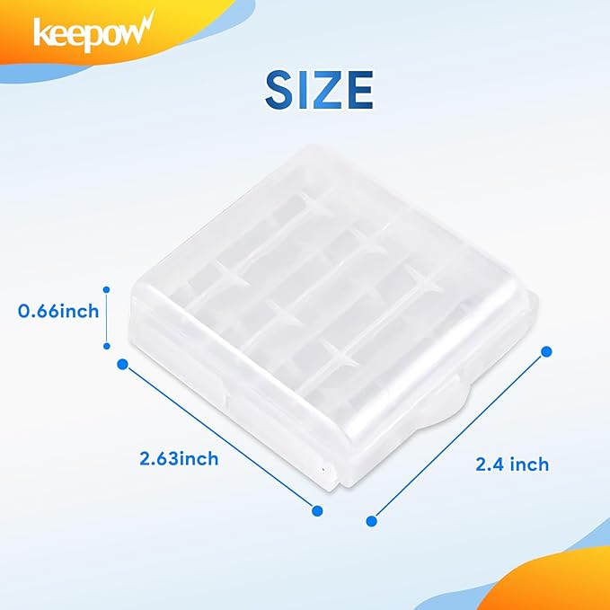 KEEPOW 4 Pcs AA/AAA Battery Storage Case Holder Box, Clear Color