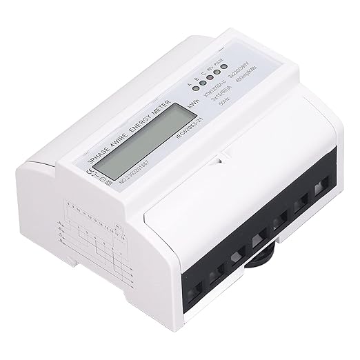 Energy Meter 3 Phase Electricity Usage Monitor LCD Display DIN Rail Mounting Power Meter 3x15A DC3x220V 380V