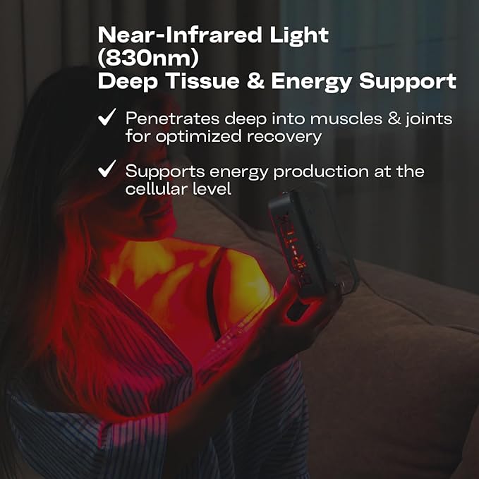 EMR-TEK Firefly Portable Red Light Therapy for Face & Body | Blend of Red (630nm 670nm) & Near-Infrared (830nm) Light | First-Ever Cordless COB Red Light Device | Flicker-Free, Travel Case Included