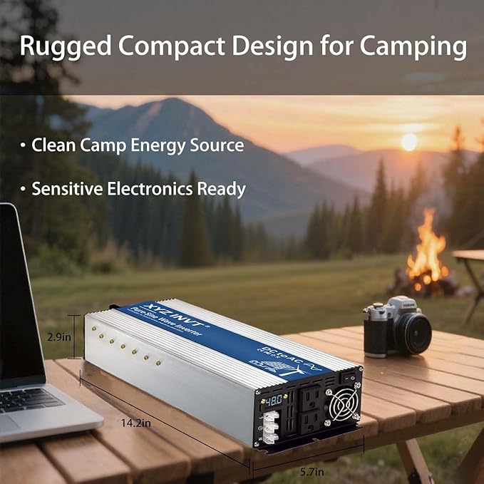 XYZ INVT 3000W Pure Sine Wave Inverter 48V to 120V AC, 6000W Peak Power, Power Converter for Solar System, Off-Grid Home, RV, Truck & Camping