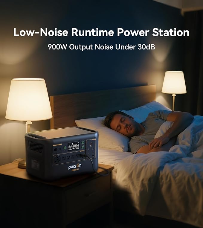 Pecron Portable Power Station F3000LFP with 300W Solar Panel*2, 3072Wh Solar Camping Generator can expand to 9216Wh, 3600W Solar Generator for RV, Home Use, CPAP
