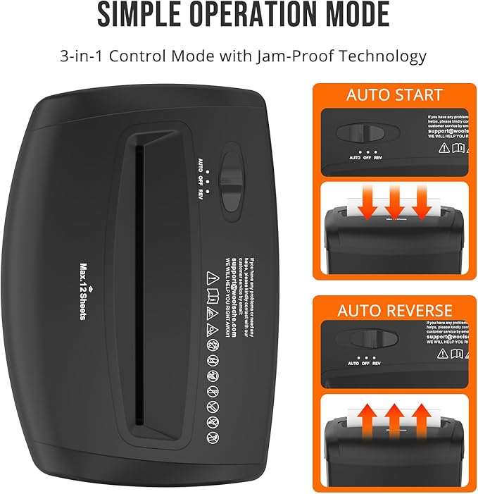 SUNTIKO 12-Sheet Cross-Cut Paper Shredder, P-4 Security Level for Home Office, 5.5 Gallon Bin, Destroys Credit Cards and Staples, ETL Certified, Black
