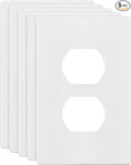 ENERLITES Screwless Duplex Wall Plates, Child Safe Receptacle Outlet Covers, Standard Size, 1-Gang 4.68"x 2.93", Unbreakable Polycarbonate Thermoplastic, UL Listed, SI8821-W-5PCS, Glossy, White