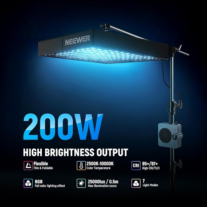 NEEWER Pro 200W Flexible LED Video Light, Studio RGB Panel Light Mat Kit - Image 2