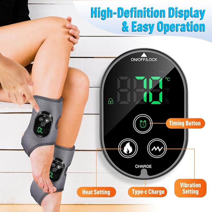 2-Pack Foot Renew Foot Massager, Ankle and Foot Massager for Pain Relief, Ankle Heating Pad with Massage, 6 Heat Levels & 3 Massage Modes with Timer (Grey)