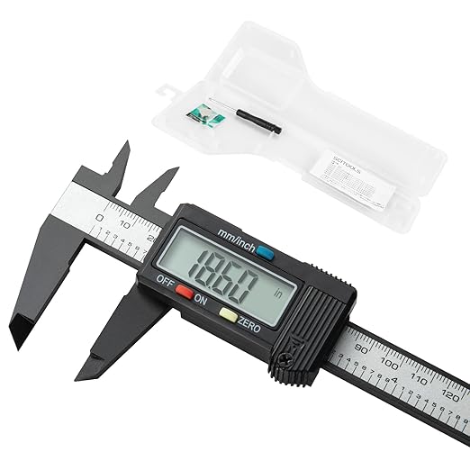 SCITOOLS Digital Caliper 0-6" Measuring Tool, Micrometer Caliper with Auto-Off Feature, Interchangeable Between inches and millimeters for Jewelry Measurement and 3D Printing