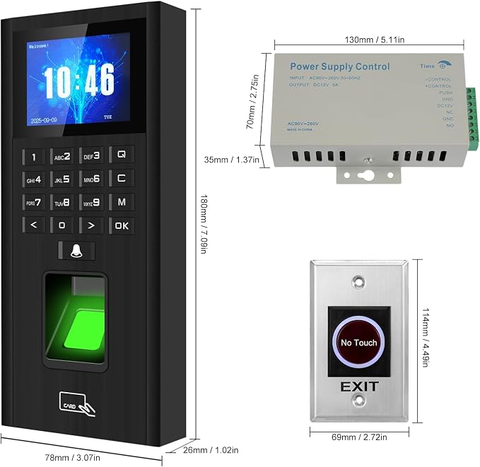 Biometric Fingerprint Security Access Control System kit, RFID T9 keypad Door - Image 7