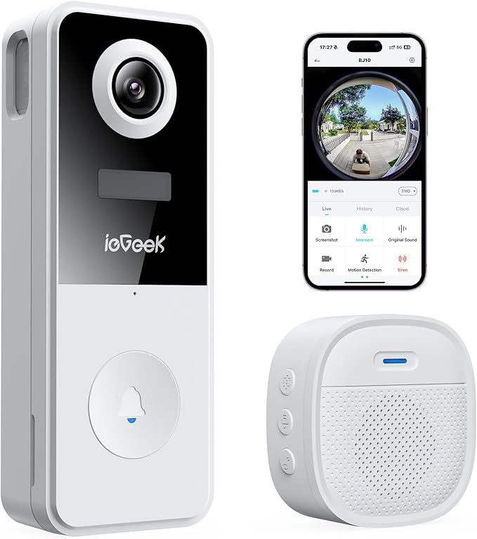 ieGeek Video Doorbell Camera Wireless, Head-to-Toe 180° Ultra View Battery by ieGeek