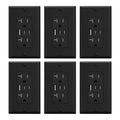 ELEGRP USB Outlets, 20 Amp Wall Outlet with 3 USB Ports, Dual USB C Ports Outlets, TR Tamper-Resistant USB Outlets Receptacles, Wall Plate Included, UL/CUL Listed, 6 Pack, Black