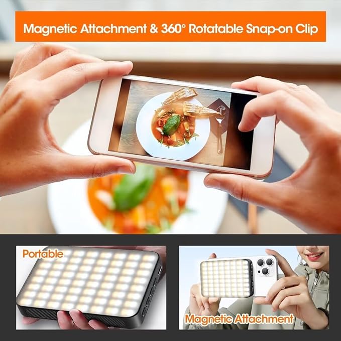 JINGCOOL Magnetic Selfie Light, Portable Phone Clip, 6 oz, Rechargeable Ring Light for iPhone, Laptop, Camera, 10-Hour Working, 3 Light Modes for TikTok, Instagram, Vlog, Video Recording