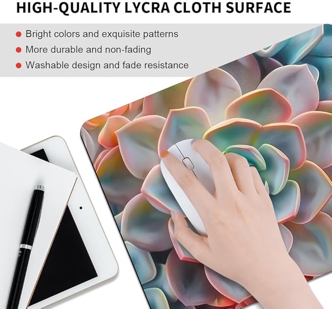 Succulent Square Mouse pad, Texture, Waterproof, Anti Slip Rubber Base, Computer Mouse pad, Laptop Mouse pad