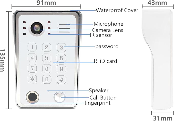 Wired Video Door Phone Kit Apartment Intercom System,10 Inch Touch Screen Monitor(Silver)with 1080P HD Doorbell Camera,Supporting Motion Detecting 5 in 1 Unlcking (1 Doorbell + 3 Monitor)