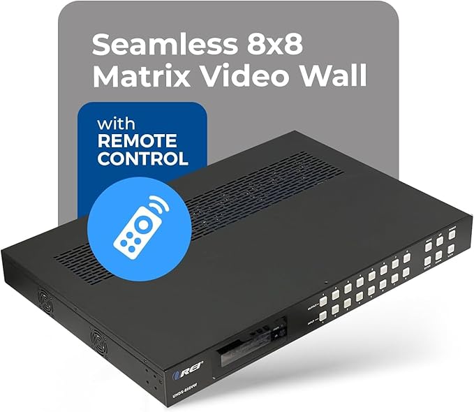 OREI 4K 8x8 Seamless HDMI Matrix Switch Video Wall Controller HDMI Processor Upto 4K 60hz 4:4:4 8-bit - HDMI 2.0, HDCP 2.2, 18 Gbps, UltaHD 4x2, 2x2, 1x4, 1x2, 4x1 Remote Control (UHDS-808VW)
