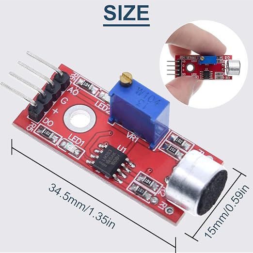 DAOKAI 5PCS High Sensitivity Microphone Sensor Module Two Channels Sound Detection Control Switch Module PIC AVR(Red) DC5V for Arduino, with Dupont Wire