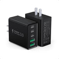 [2-Pack] USB C Wall Charger, 60W Type C Charger Block 5-Port Fast Charging Blocks,3USB C+2USB A Multiport Plug,PD Power Adapter Brick Cube for iPhone 17/16/15/14/13/Pro,iPad,Samsung,for Switch（Black）