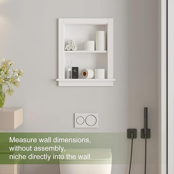 Recessed Medicine Cabinet for Bathroom Niche for Shower Wall for Bedroom,14x18 in Wall Shower Niches,Medicine Cabinet with Storage,Bathroom Wall Niche Insert for Drywall,MDF,Fully Assembled