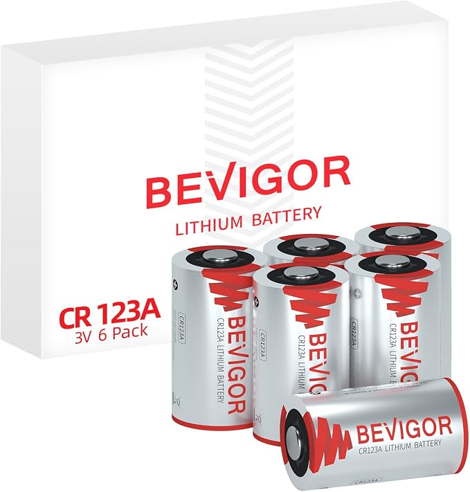 BEVIGOR CR123A 3V Lithium Batteries 6 Pack, 1500mAh Photo Battery, 3 Volt 123 by BEVIGOR