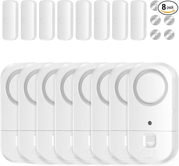 ANKOSHUN Door Window Alarm Sensors - Door Alarms for Kids Safety, Door Alarms for Home Security, for Home, Office, Store, Garage, Dorm Room, Apartment, RV, 8 Pack