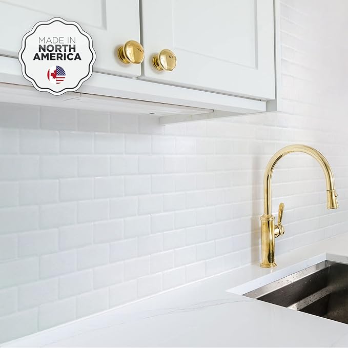 SMART TILES Peel and Stick Backsplash - 10 Sheets of 10.95" x 9.70" - 3D Adhesive Peel and Stick Tile Backsplash for Kitchen, Bathroom, Wall Tile, Subway White