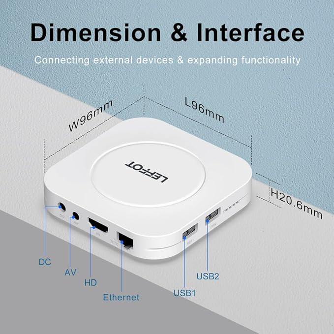 Android 14 TV Box 2025, LEFFOT M1 Plus 4K Ultra HD Streaming Device for TV, 2GB RAM + 16GB ROM, Smart TV Box with Google Assistant Voice Remote, HDR 10, 2.4G & 5G WiFi 6, BT 5.4, RK3528 Quad-Core A53
