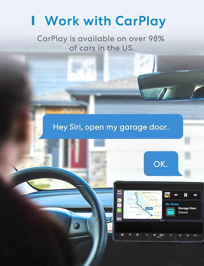 meross Smart Garage Door Opener Remote, Compatible with Apple HomeKit, Amazon Alexa, Google Assistant, SmartThings, Siri, CarPlay and Android, Universal WiFi Garage Controller, No Hub Required