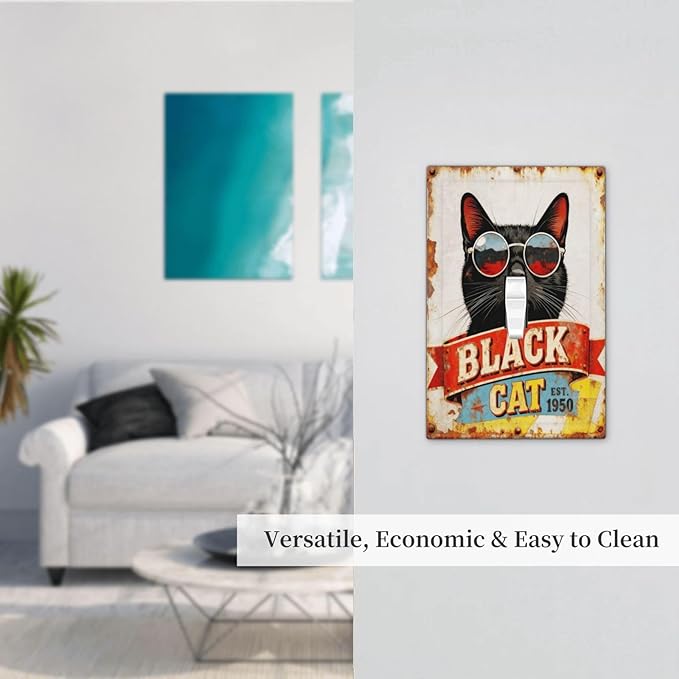 Bvtewkhz Black Cat Vintage 1 Gang Single Toggle Decorative Outlet Covers Light Switch Plate Electrical Receptacle Switchplate For Bathroom Kitchen Bedroom