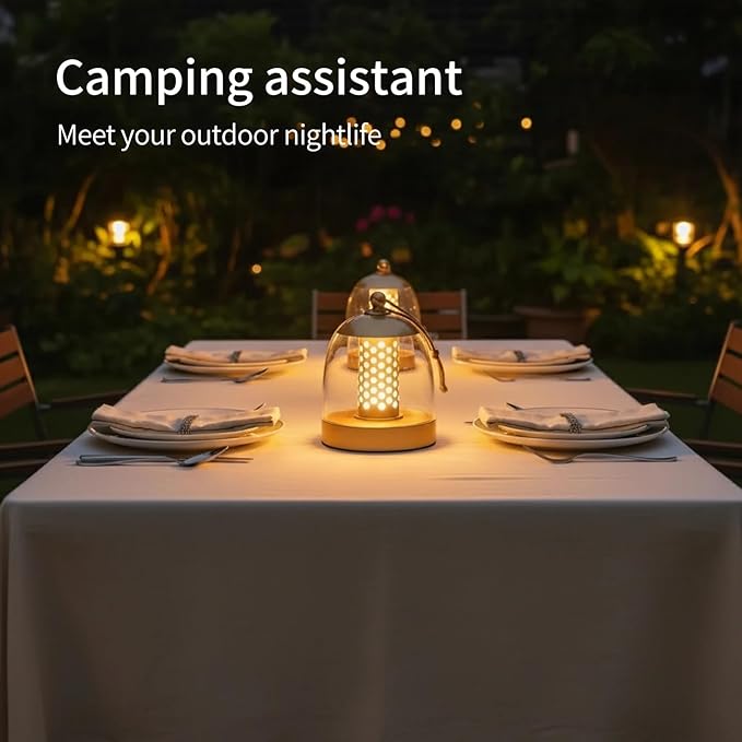 MKLK Camping Lantern, IPX4 Waterproof Touch Control LED Night Light, USB Rechargeable & Long Lasting Battery, Portable Hanging Tent Lamp for Outdoor Camping Hiking Backpacking,Yellow Gold