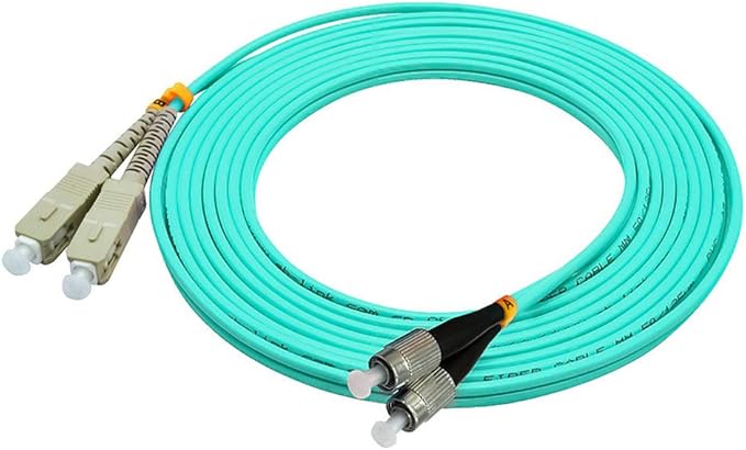 Jeirdus 50Meters 160ft SC to FC Duplex 50/125 10G OM3 Multi-Mode Fiber Optic Cable Jumper Optical Patch Cord SC-FC