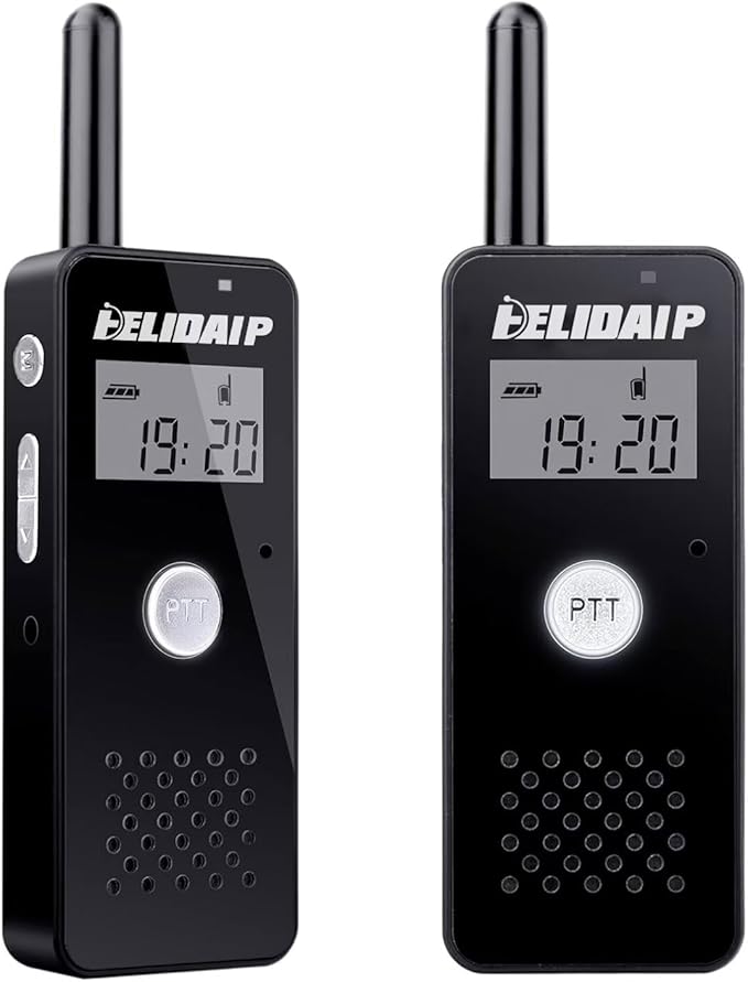 ELIDAIP T-M16 Small Walkie Talkies,Portable Two Way Radio with Earpiece & Mic Set Headsets,VOX Hands Free for Restaurants,Hotel,Sports & Outdoor Activities,Hospitals,Tourism,Black 2 Pack