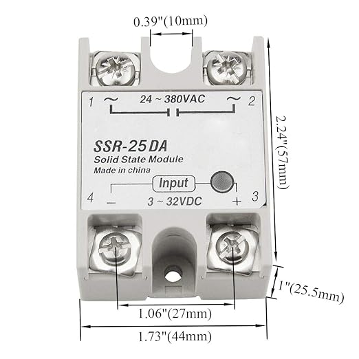 XINGYHENG 2Pcs SSR-25DA Single-Phase DC Solid State Relay Module Load 24-380VAC Controlled Module Input 3-32V DC for Industrial Automation Process