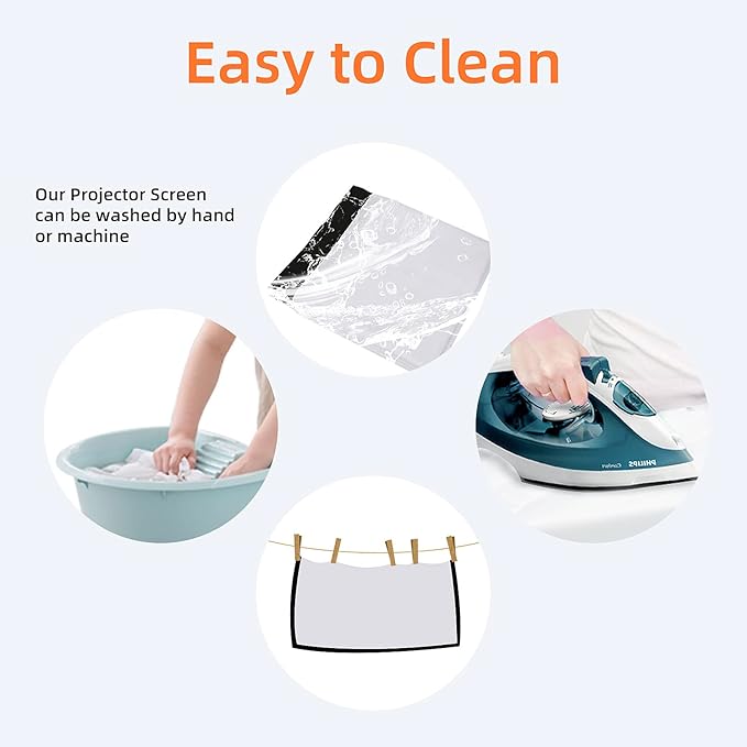 Portable Projector Screen with Stand Outdoor: Camping Projection Screen 80 inch 4K Movie Screen for Home Backyard Indoor 16:9 HD Night