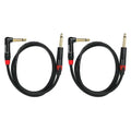 Rannsgeer 2 Pack 1/4 Inch TS Right Angle to 1/4 Inch TS 3 Feet Cable (3 Ft 2 Pack)