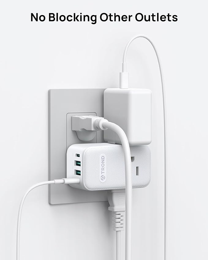 TROND Outlet Extender with 360 Rotating Plug, 3 AC Outlet Splitter with 2 PD 20W USB C Charger, USB Wall Plug Adapter, A Small Charging Station for Kitchen Bathroom Cruise Ship Travel Essentials