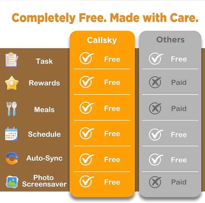 Callsky-Tech 15.6 Inch Digital Calendar - Full HD IPS Smart Touchscreen Family Planner with Octa Core & 64GB, offering an Anti-Glare Electronic Calendar, Chore Chart, and Multi-Sync—Perfect Gift for Home & Family