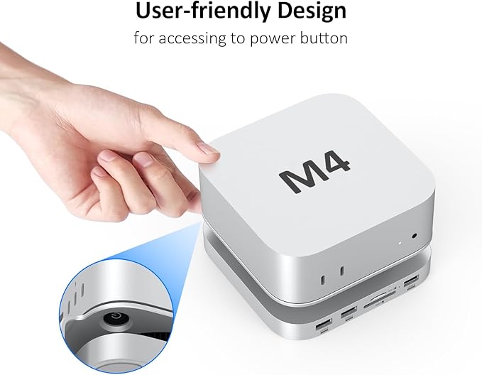 Akyyajaure Mac mini Hub: 10 in 1 Aluminum Stand & Dock for Mac mini M4 Pro with M.2 NVMe SSD Enclosure, 4K60hz HDMI, 10Gbps USB-A*2, SD/TF Card Readers, USB 2.0
