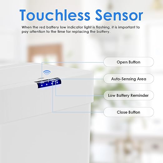 AthLike Sensor Trash Can, Touchless Motion Sensor Trash Bin, Smart Automatic Garbage Can with Soft-Close Lid, Bag Retainer Ring and Display Light,for Kitchen,Living Room Office (White, 21.1 Gal)