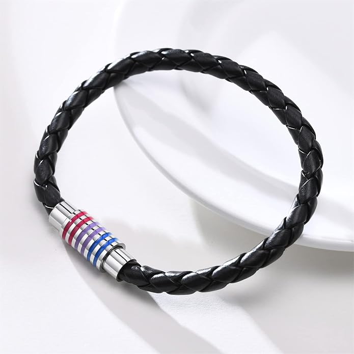 Nanafast Titanium Stainless Steel Rainbow LGBT Pride Bracelet Handmade Braided - Image 4