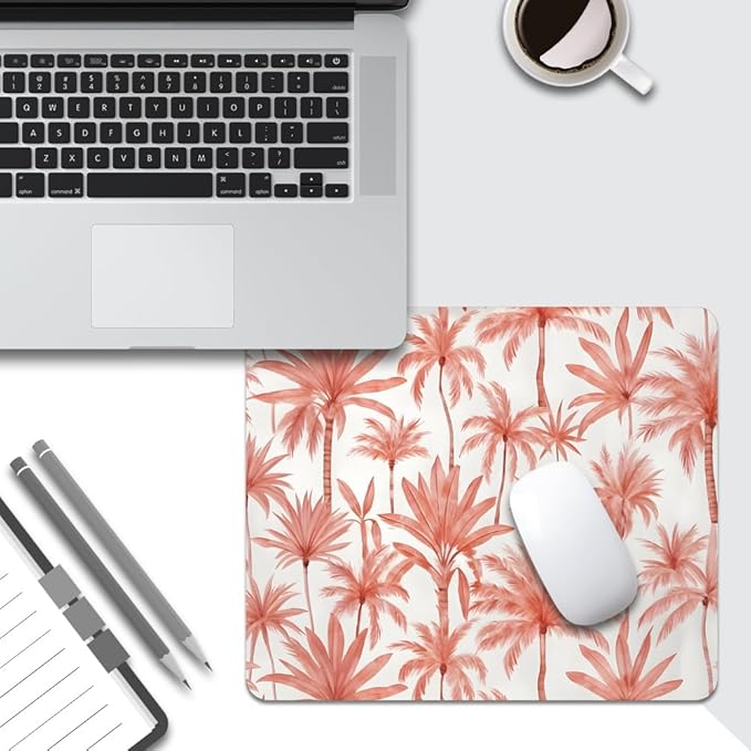 Perfect Paradise Tropical Palm Tree Floral Square Mouse pad, Texture, Waterproof, Anti Slip Rubber Base, Computer Mouse pad