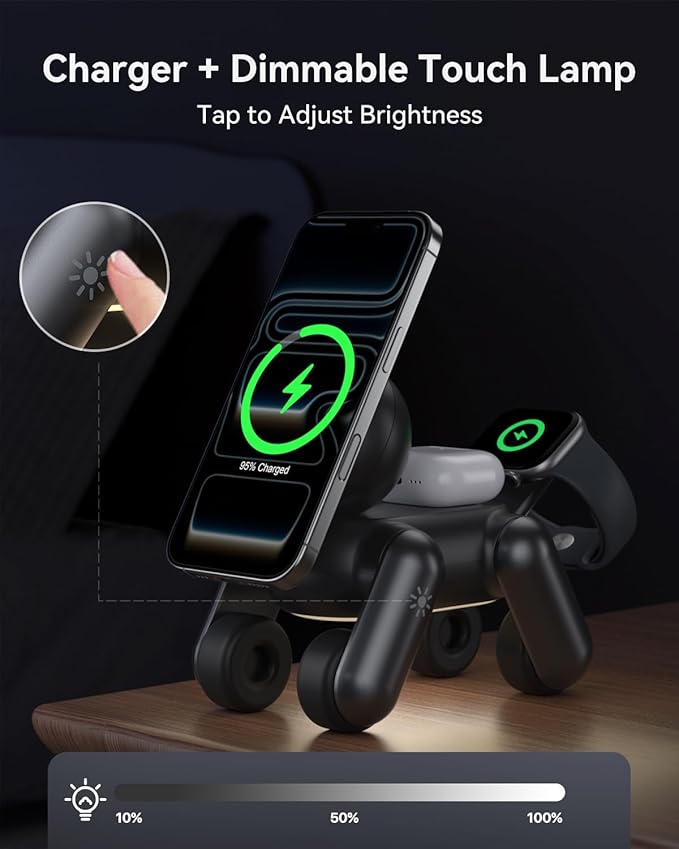 3 in 1 Wireless Charging Station for Apple Devices,Cute MagSafe Charger Stand,Fast Charging Wireless Charger Station for iPhone 17/16/15/14/13/12/Air Series, Apple Watch & AirPods Pro/4/3/2