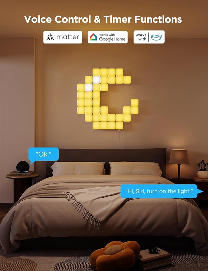 Govee Mini Panel Lights, RGBIC LED Wall Panels, Smart DIY Cube Wall Light, Compatible with Matter, Alexa, Google Assistant, Sync with Music, Hexagon Lights for Home Decor, Gaming Room, Bedroom, 10 Pcs
