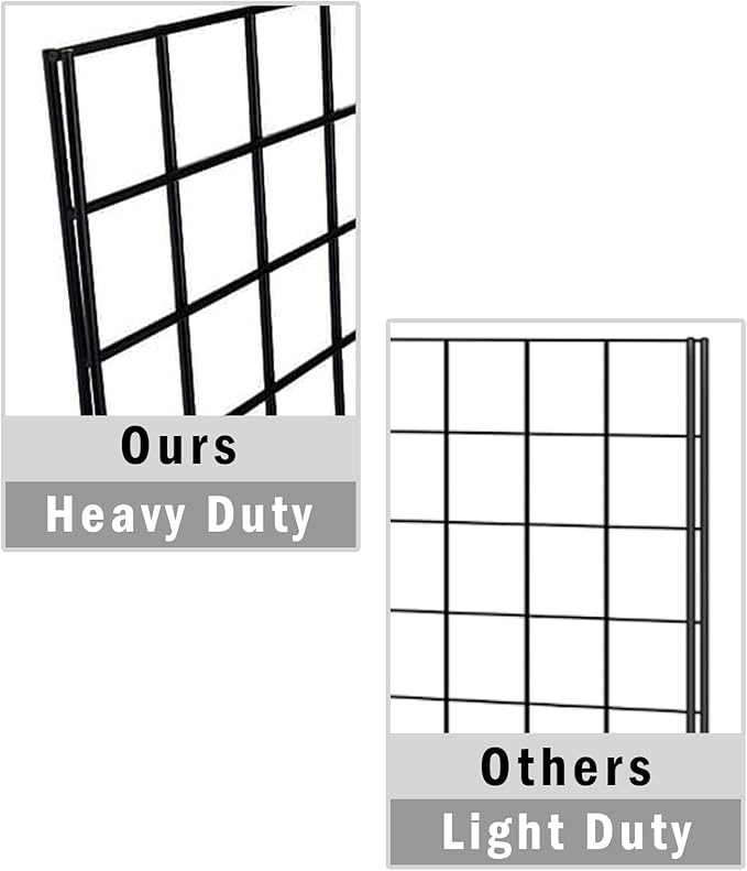 NEESEEYEE Heavy Duty Commercial Grade Gridwall Panels – Grid Panel for Any Retail Display, 2’ Width x 5’ Height, 3 Gridwall Panels Per Carton (Black Finish)