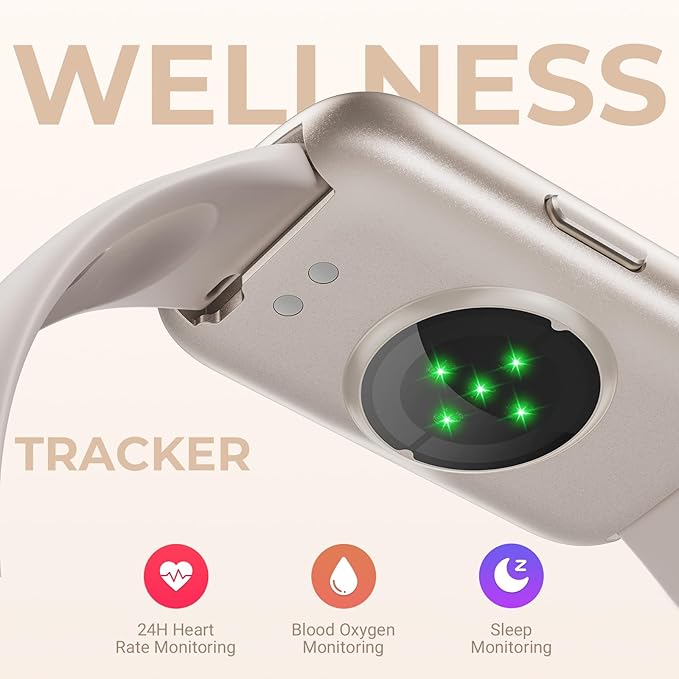 TIFOZEN Health Fitness Tracker Smart Watch with 24/7 Heart Rate, Blood Oxygen, Sleep Tracker, Pedometer, 3 Colorful Bands & 3ATM Waterproof Activity Tracker with Step Calorie Counter, Starlight