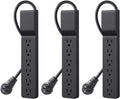 Belkin Power Strip Surge Protector with 6 AC Multiple Outlets - Flat Rotating Plug, 6 ft Long Heavy-Duty Extension Cord for Home, Office, Travel, Computer Desktop & Charging Brick (600 Joules) 3PK