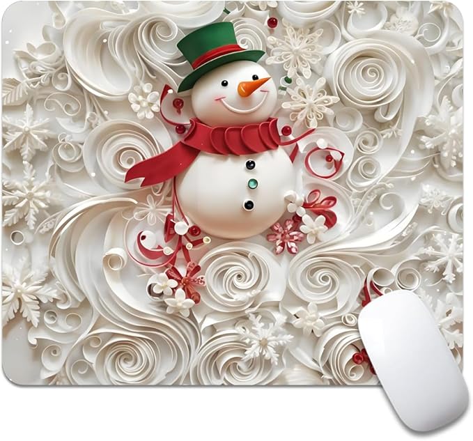 Christmas in The Snow Square Mouse pad, Texture, Waterproof, Anti Slip Rubber Base, Computer Mouse pad, Laptop Mouse pad