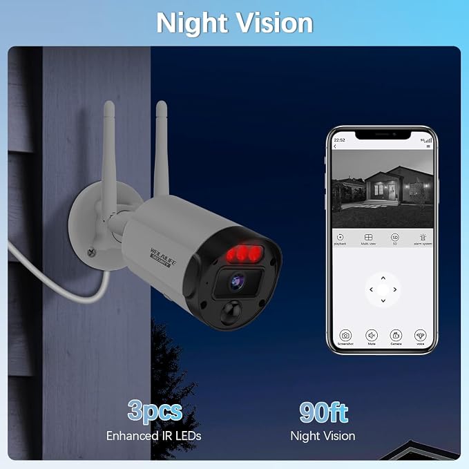 【90ft Super Night Vision】 5MP Outdoor Wireless Security Camera System, Wireless - Image 7