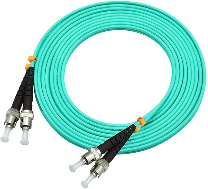 Jeirdus 15Meters 49ft ST to ST Duplex 50/125 10G OM3 Multi-Mode Fiber Optic Cable Jumper Optical Patch Cord ST-ST