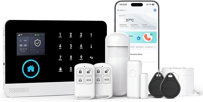 LWOHSI Home Security Alarm System,Wireless 4G/WiFi Home Security Systems with Door/Window Sensor,Tuya APP Alerts,24/7 Professional Monitoring,Work with Alexa and Google,DIY Customized Installation