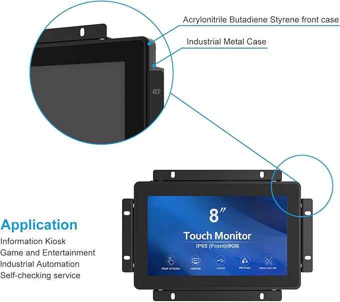 GreenTouch 8 Inch Open Frame 1024x600 HDMI PCAP Touch Monitors for Consumer, Retail POS, and Hospitality Markets