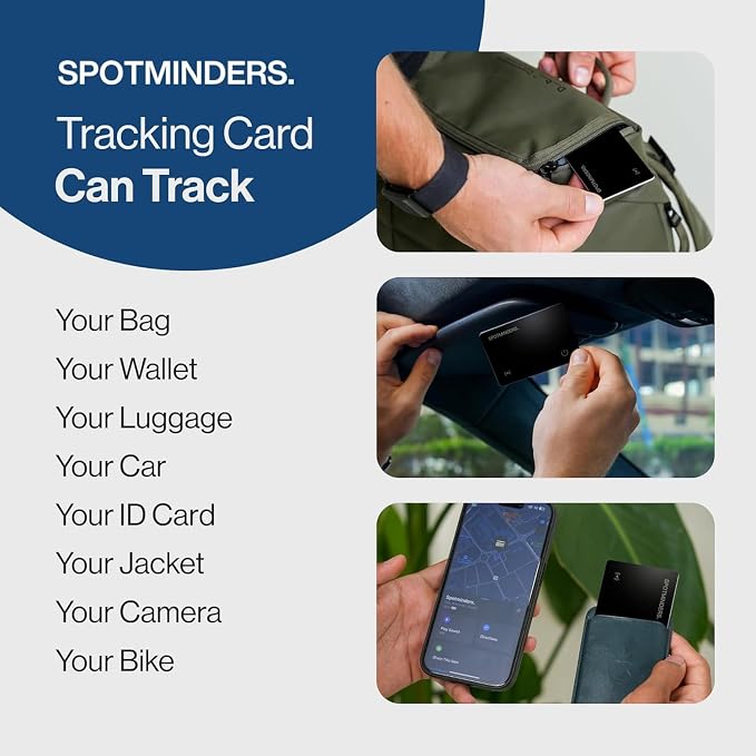 SPOTMINDERS Apple MFI Certified Wallet Tracking Card Black 4-Pack - Image 9